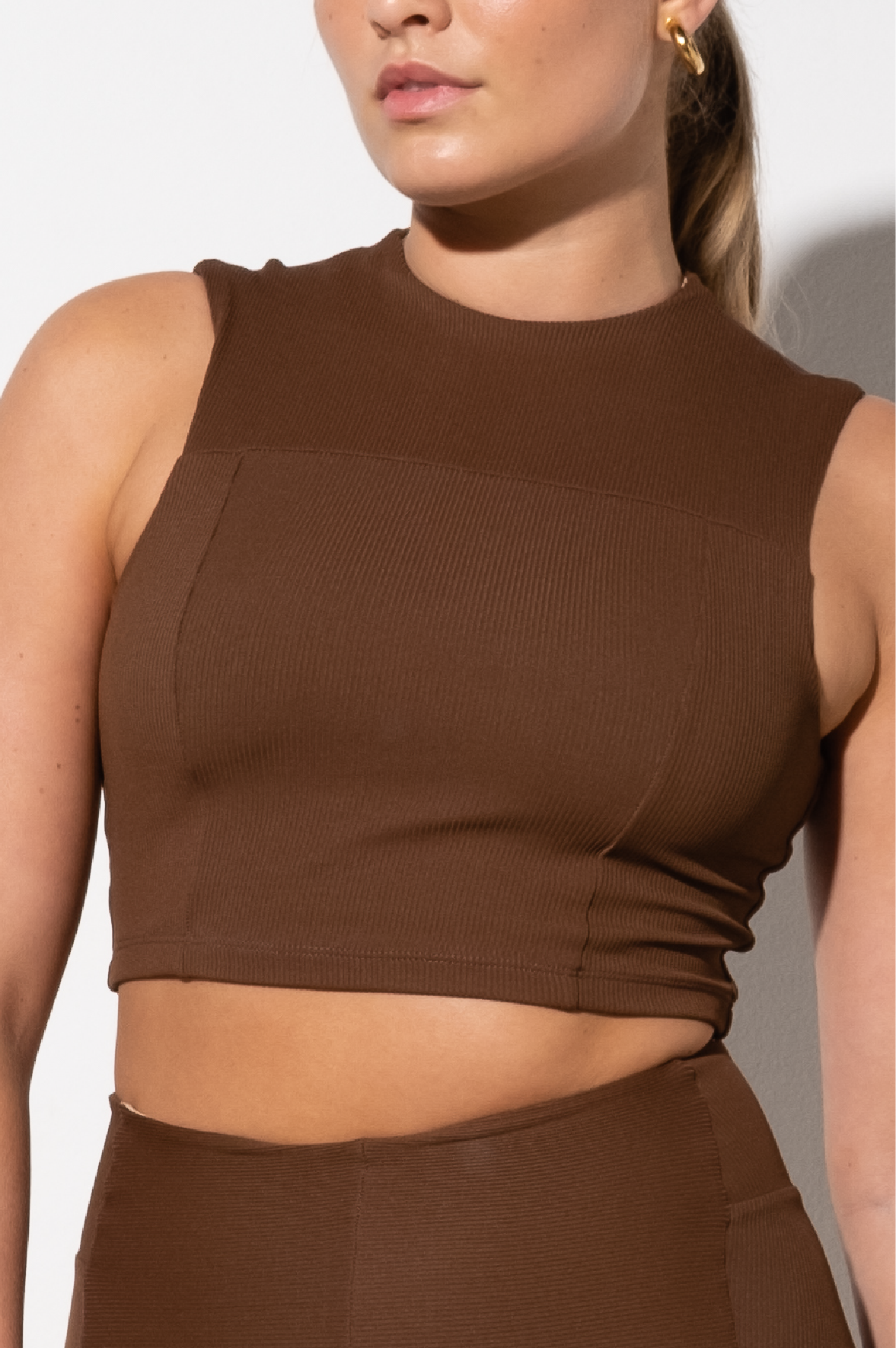 Top Cropped Ribb Marula Espresso