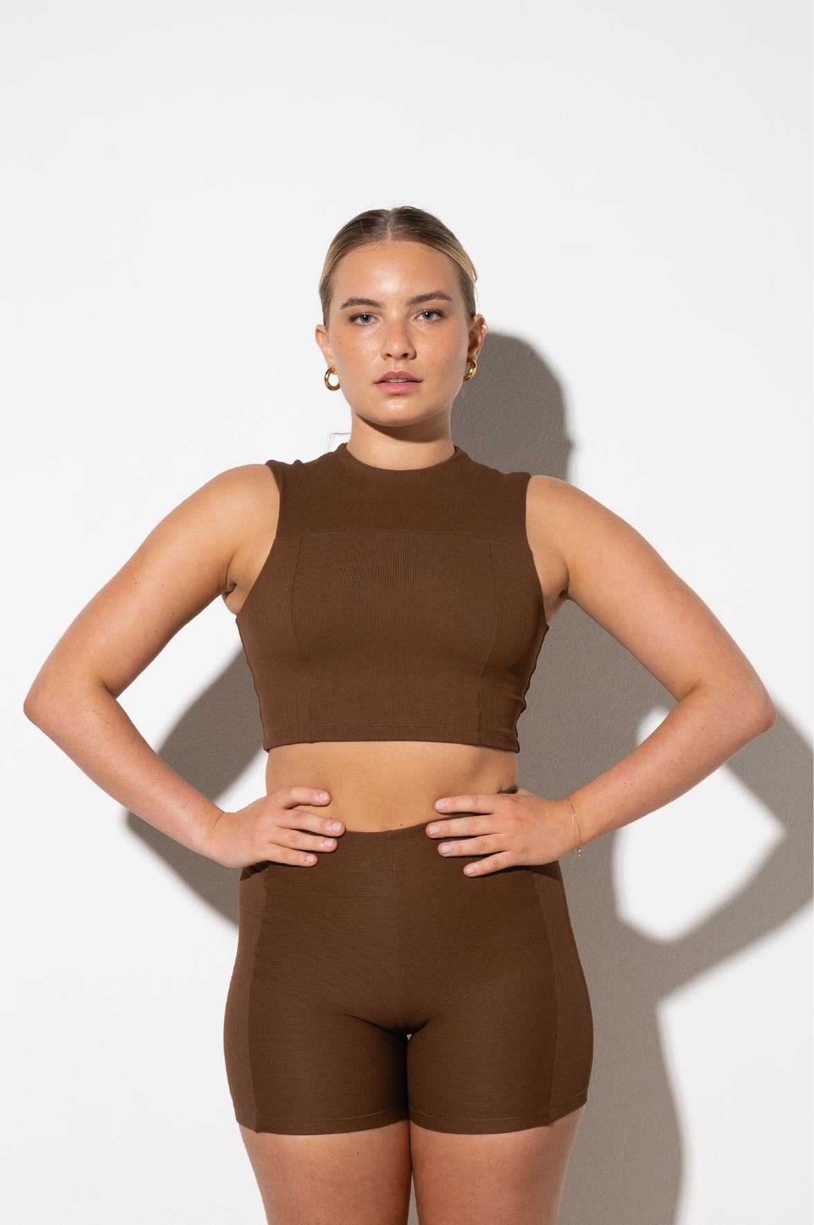 Top Cropped Ribb Marula Espresso