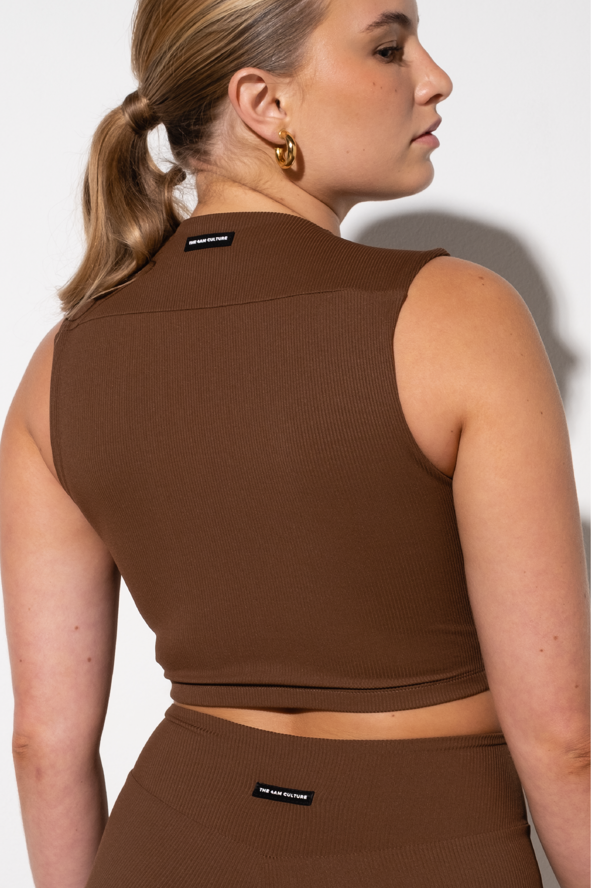 Top Cropped Ribb Marula Espresso