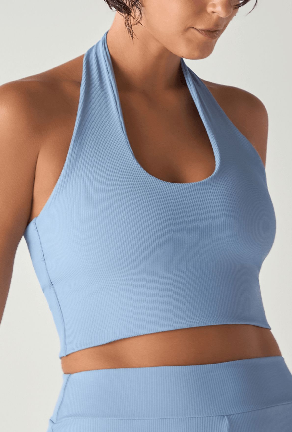 Cropped Frente Única Ribb Lily Blue
