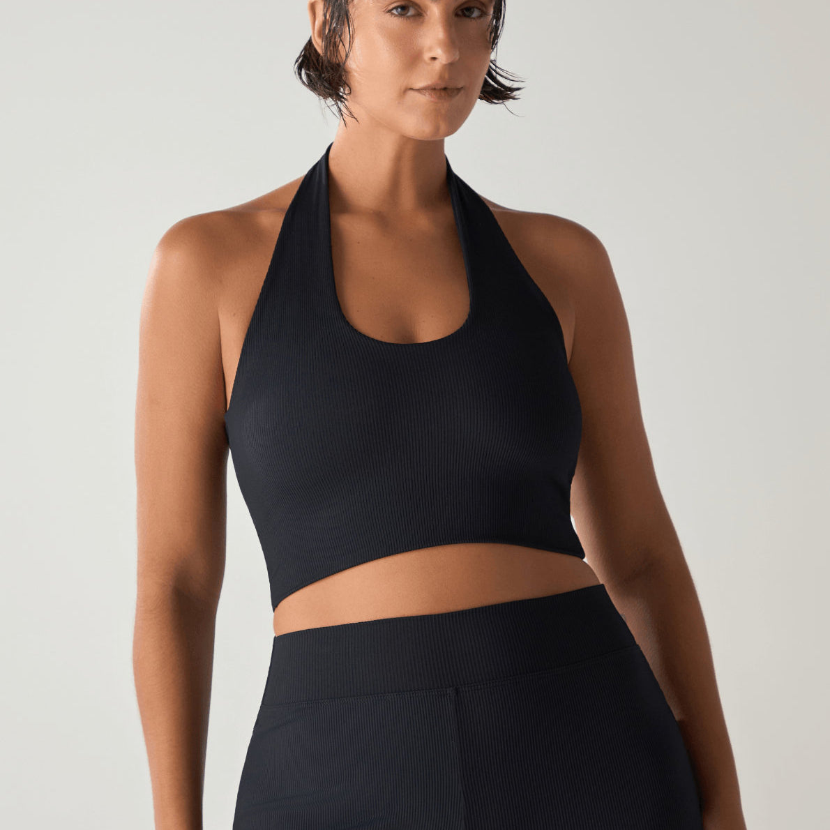 Cropped Frente Única Ribb Black Velvet